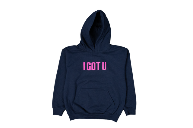 Blue Youth I GOT U® Hoodie Pink Logo